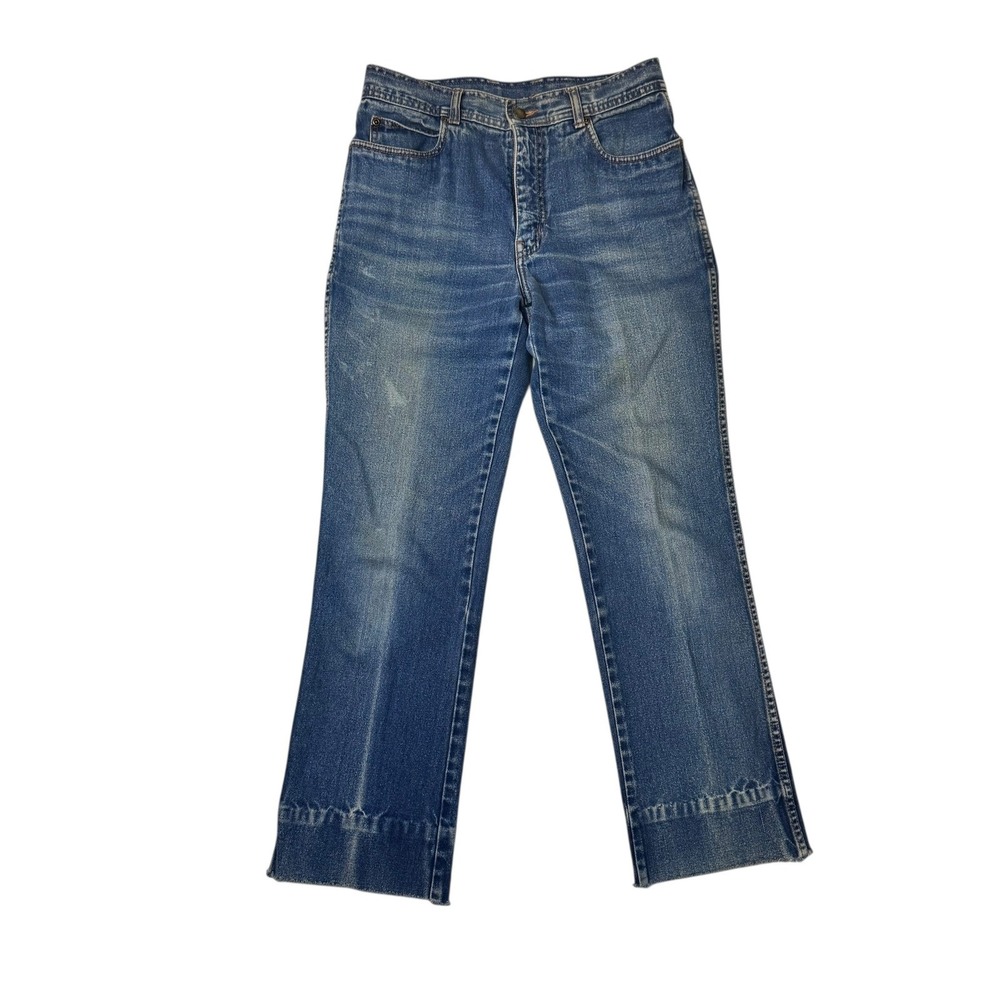 Lucky Star Blue Denim Jeans Wide Flare Leg‎ Festival Retro Women's 28-29